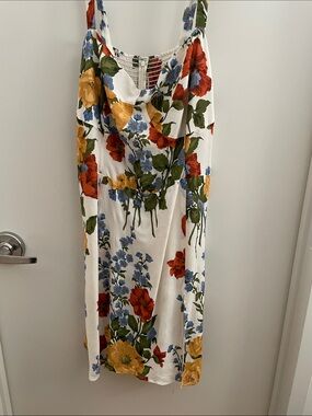 Reformation White Floral Midi Dress Sz 20 altered EUC